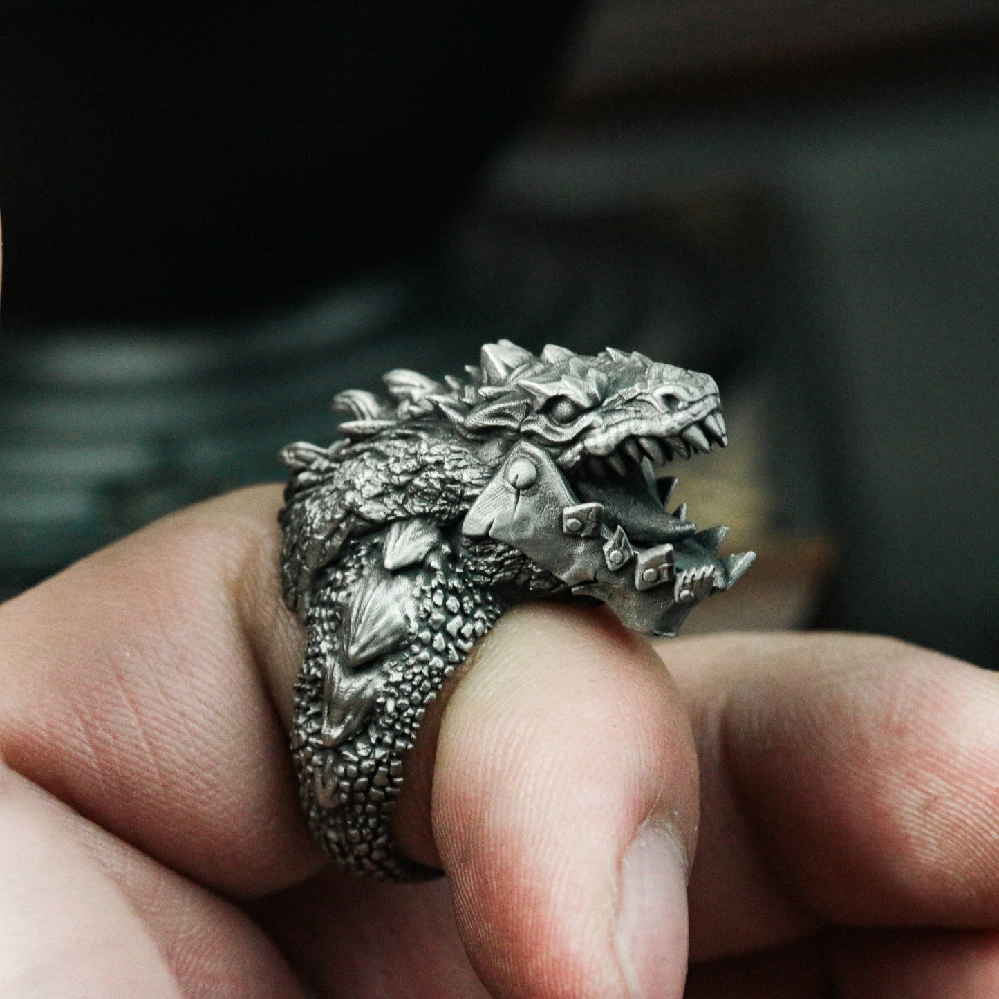 Mechanical Tyrannosaurus Silver Ring