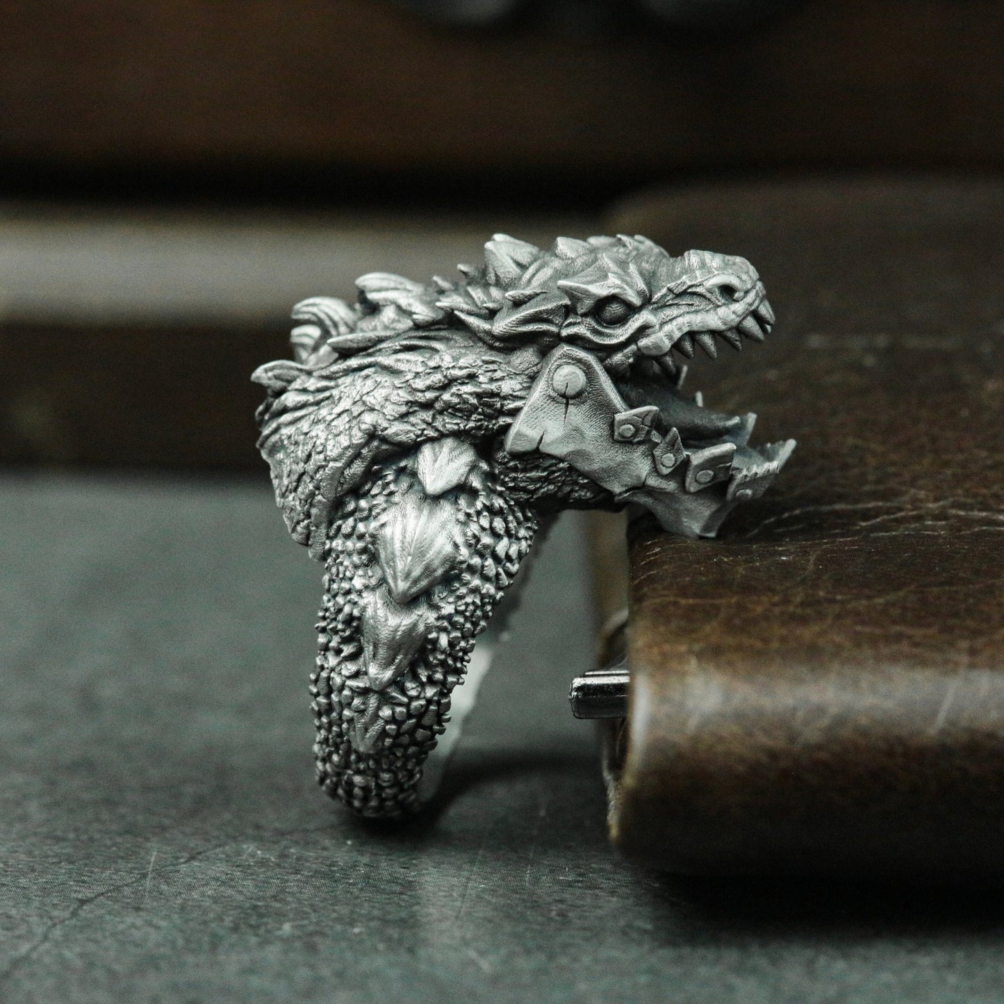 Mechanical Tyrannosaurus Silver Ring