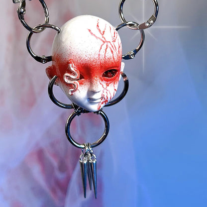 Snake Element Dark Doll Head Necklace