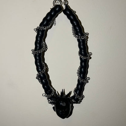 Creative Round Tube Black Spined Skeleton Choker