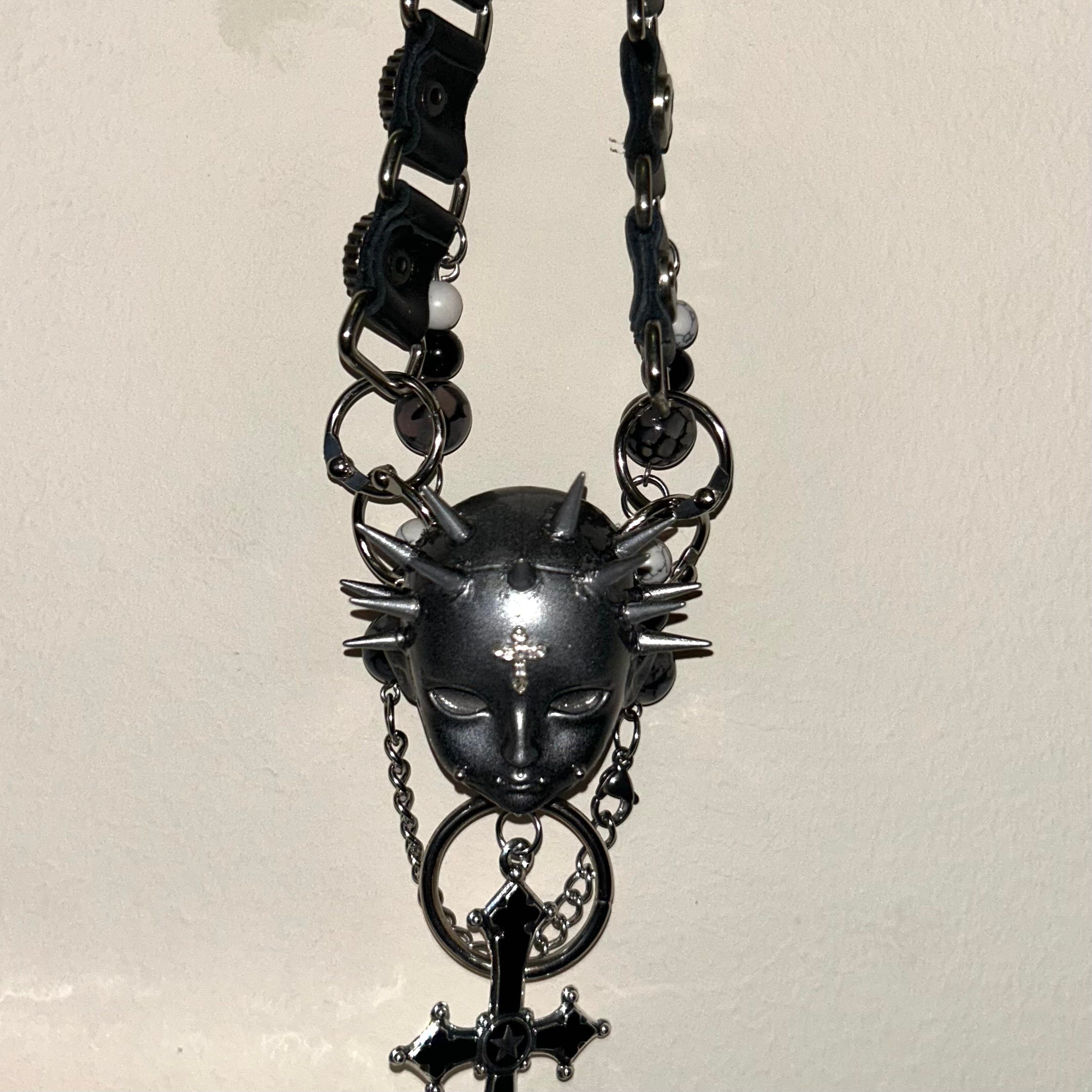 Black Rivet Cross Choker