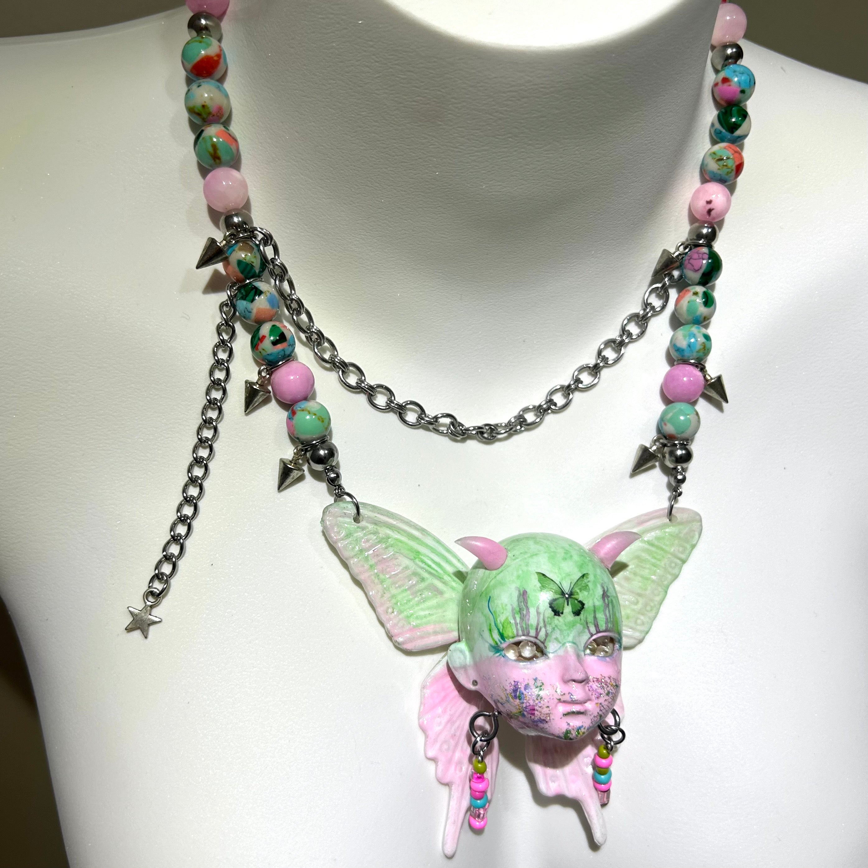 Butterfly Baby Head Dopamine Beaded Necklace