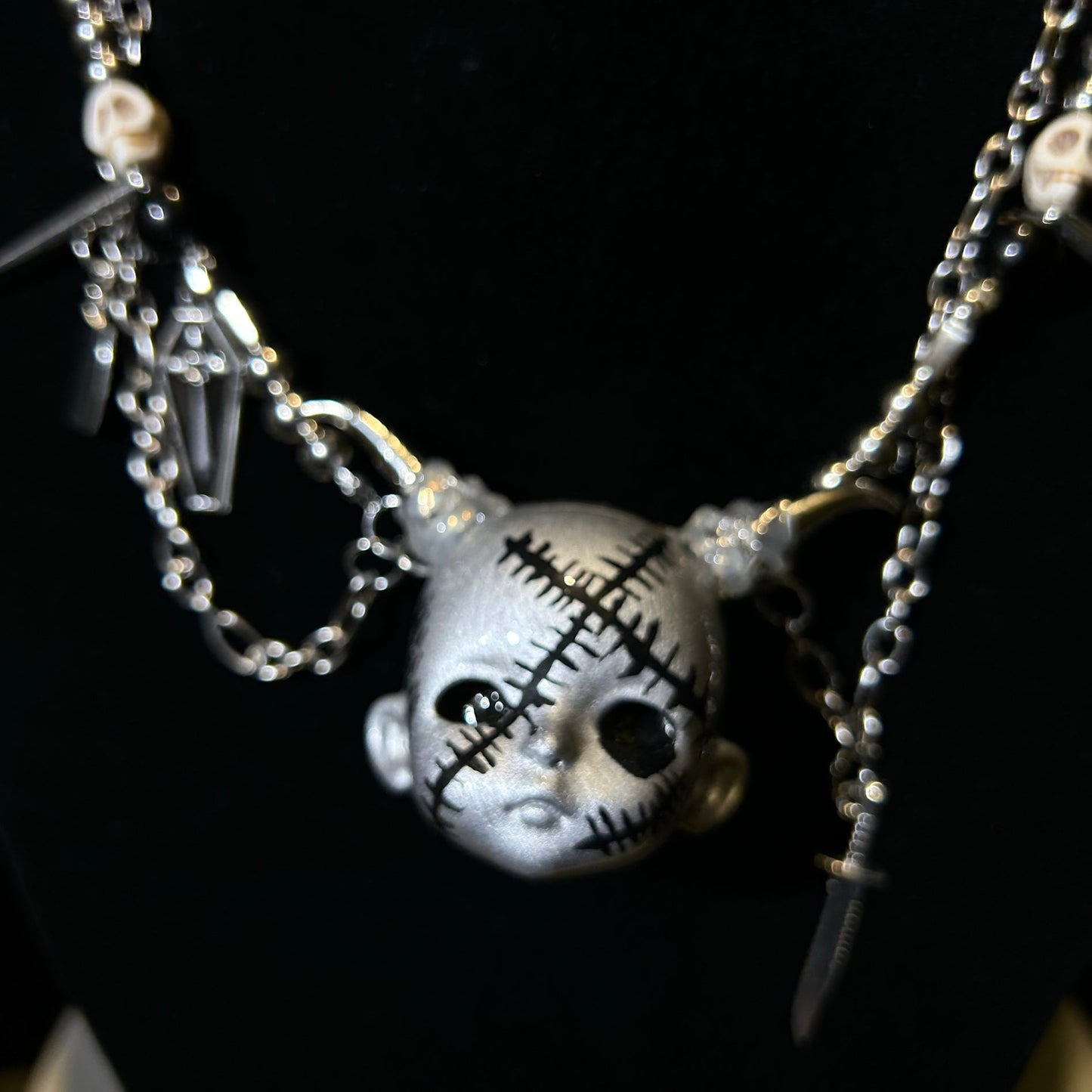 Silver Scar Baby Head Necklace