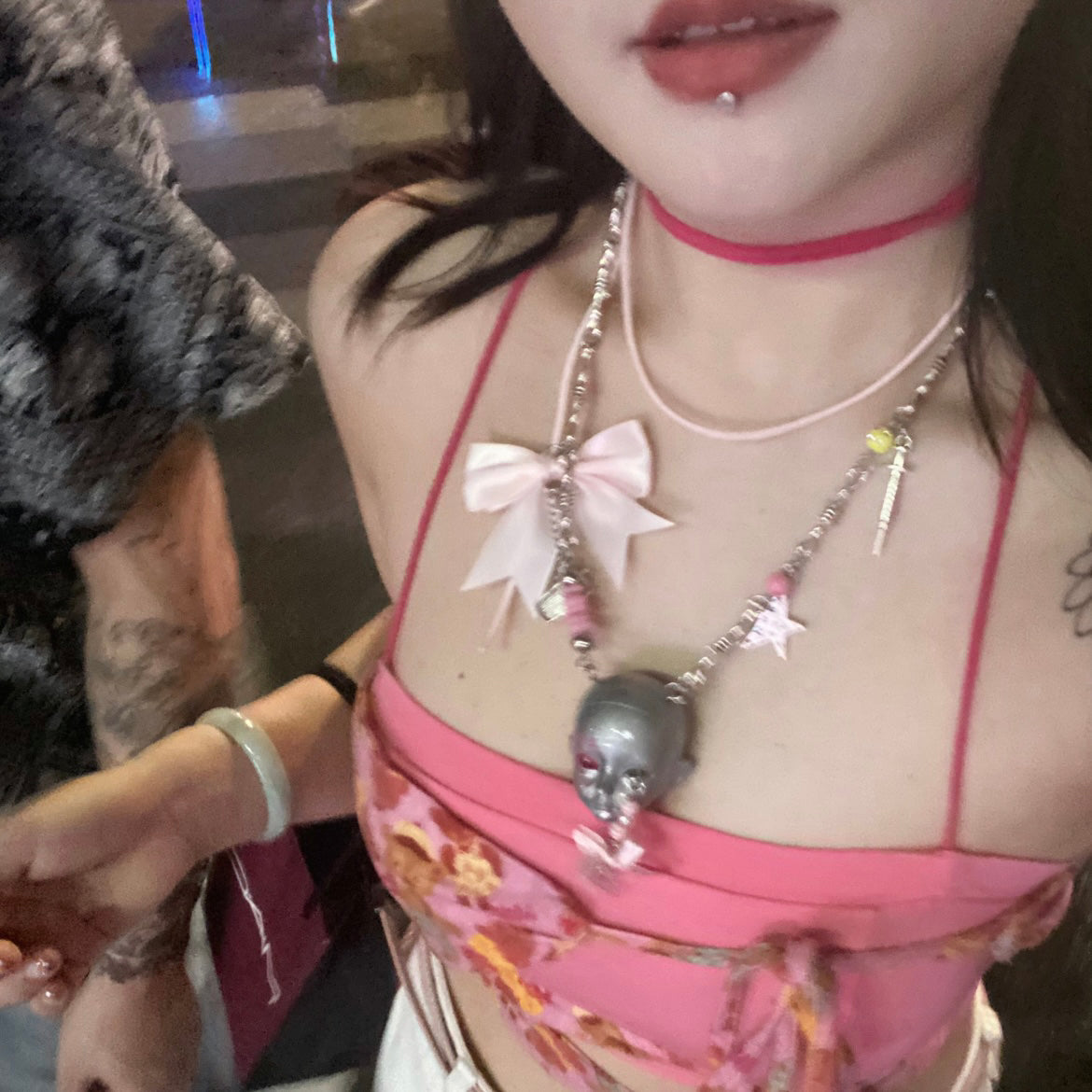 Bow Doll Head Necklace