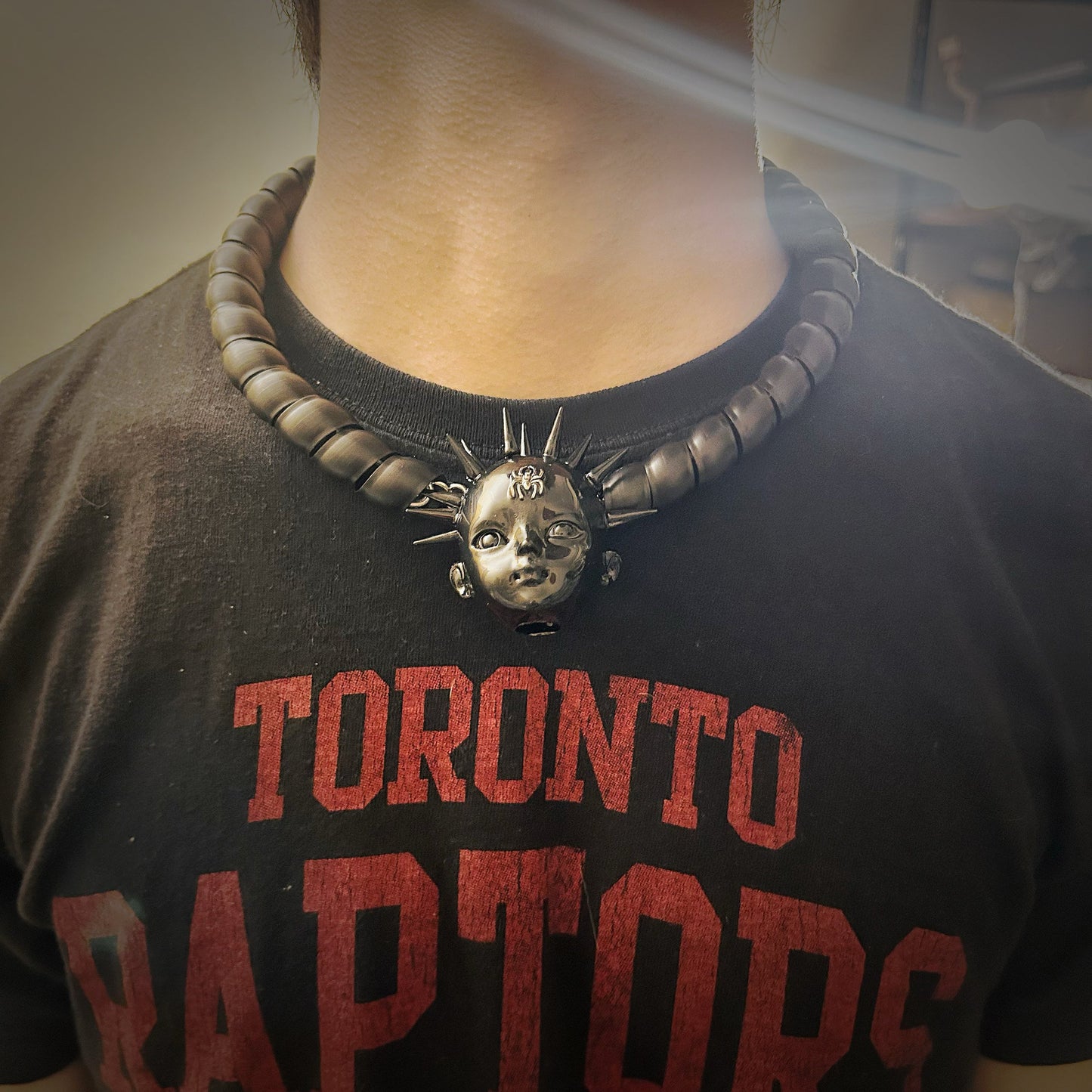 Creative Round Tube Black Spined Skeleton Choker