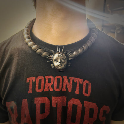 Creative Round Tube Black Spined Skeleton Choker