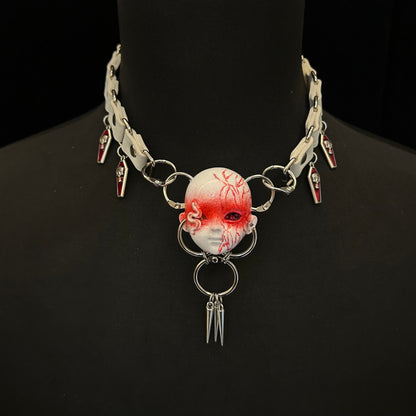Snake Element Dark Doll Head Necklace