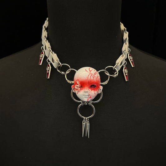 Snake Element Dark Doll Head Necklace