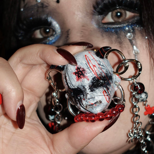 Gothic Devil Doll Head Necklace