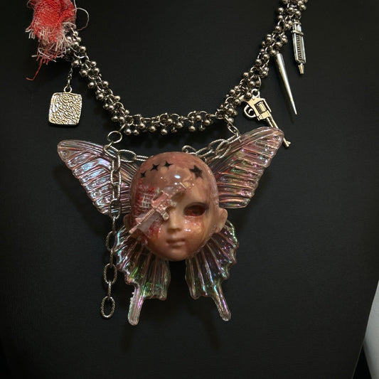 Battle-Damaged Version Bandage Doll Head Necklace