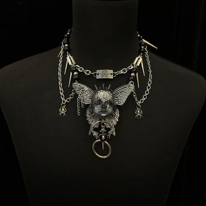 Gothic Metal Doll Head Necklace