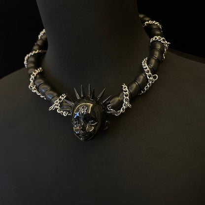 Creative Round Tube Black Spined Skeleton Choker
