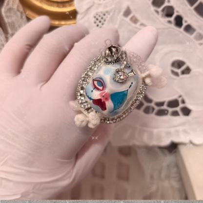 Pastel Blue Gothic Clown Mask Ring