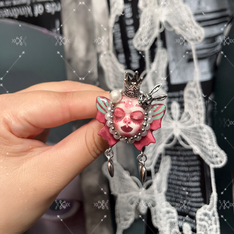 Pink Butterfly Bunny Skull Ring