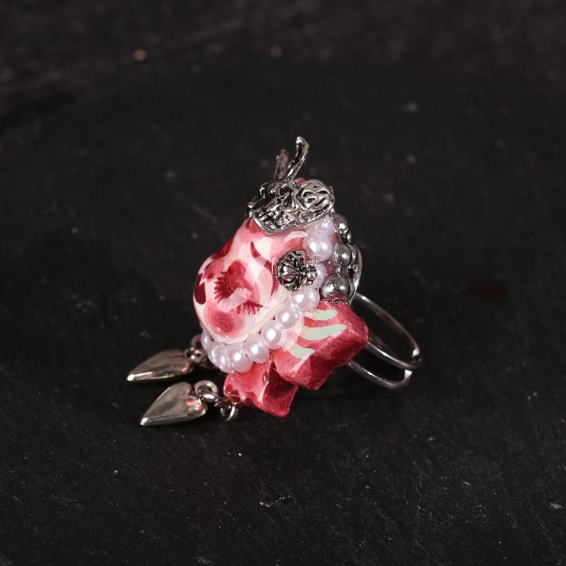 Pink Butterfly Bunny Skull Ring