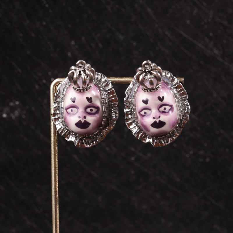 Purple Heart Crown Freak Baby Earrings