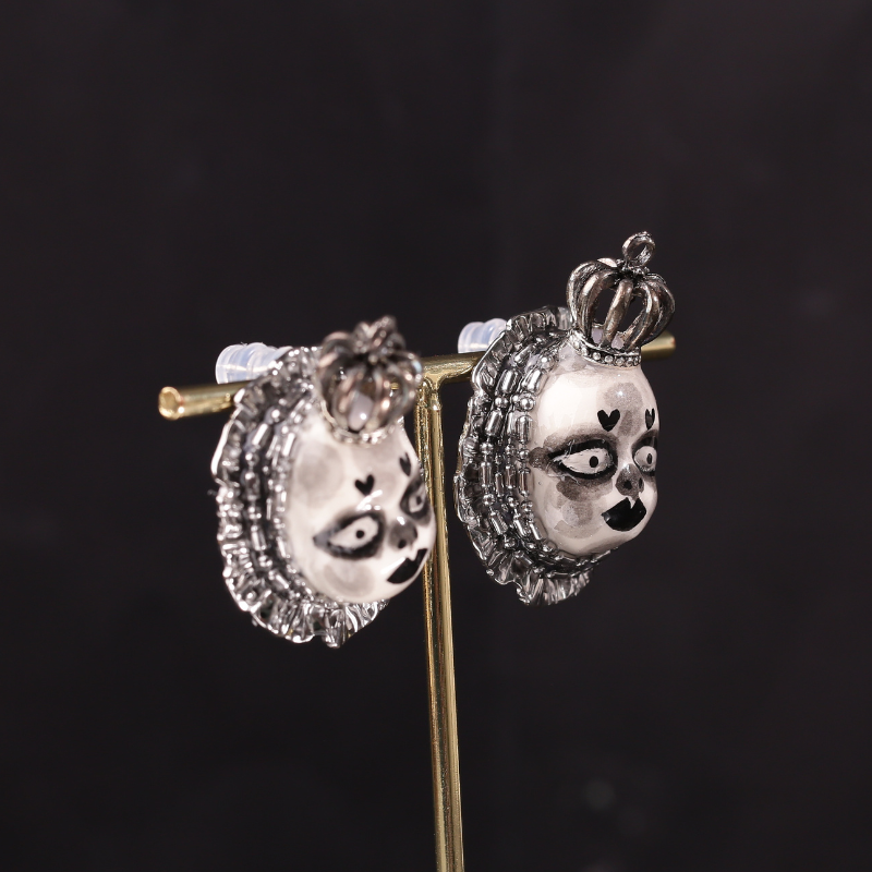 Purple Heart Crown Freak Baby Earrings