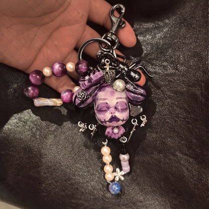 Romantic Goth Lavender Crowned Doll Keychain Bag Charm