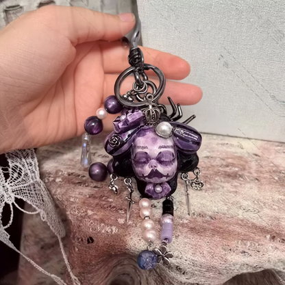 Romantic Goth Lavender Crowned Doll Keychain Bag Charm