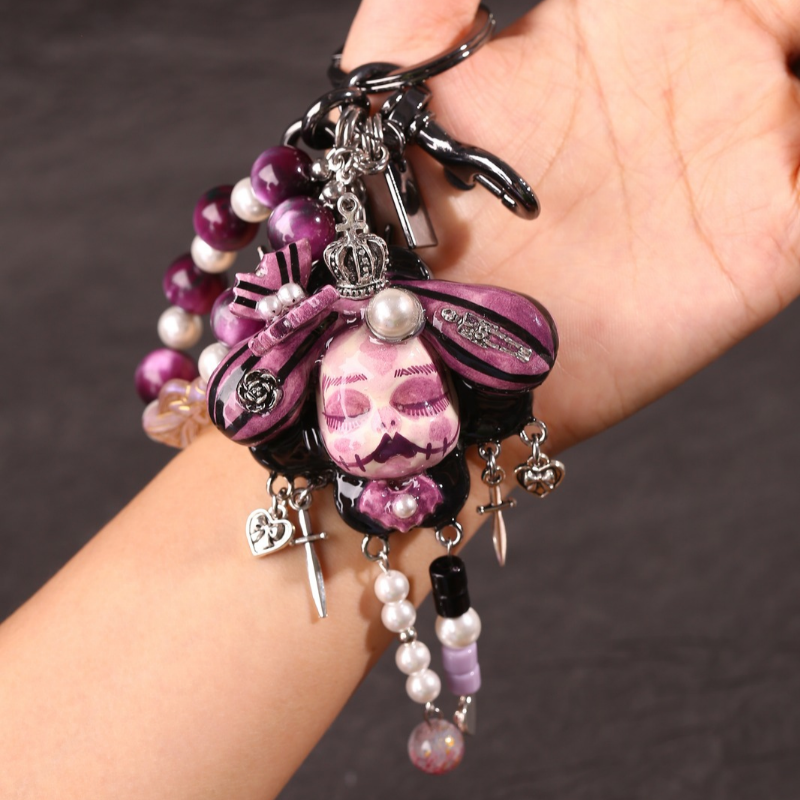 Romantic Goth Lavender Crowned Doll Keychain Bag Charm