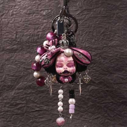 Romantic Goth Lavender Crowned Doll Keychain Bag Charm