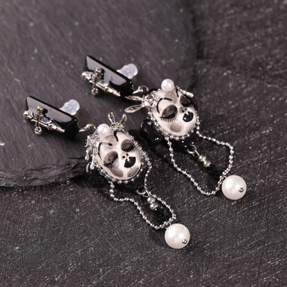 Skull Bunny Cross Earrings