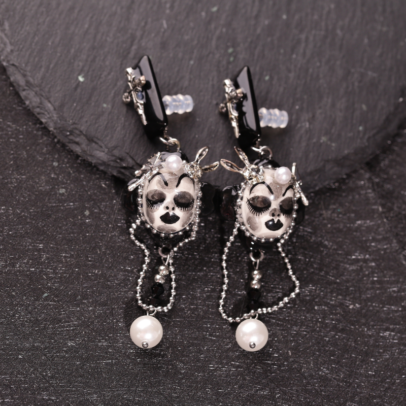 Skull Bunny Cross Earrings