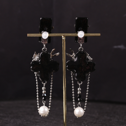 Skull Bunny Cross Earrings