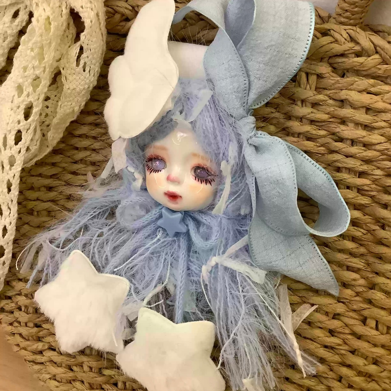 Sky Blue Waves And Cloud Star Charm Art Doll Brooch