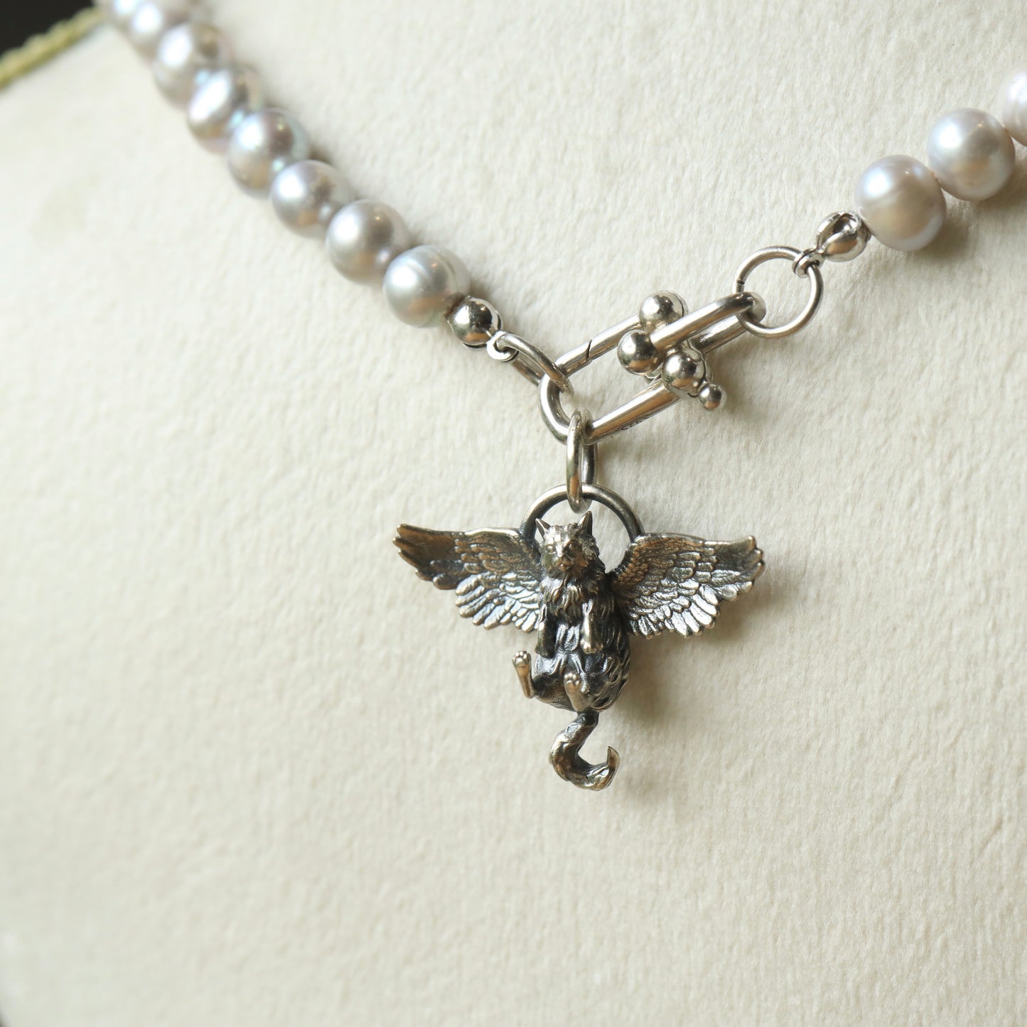 Sterling Silver Flying Angel Cat Pendant