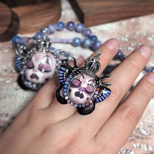 Violet Butterfly Slumber Gothic Doll Ring