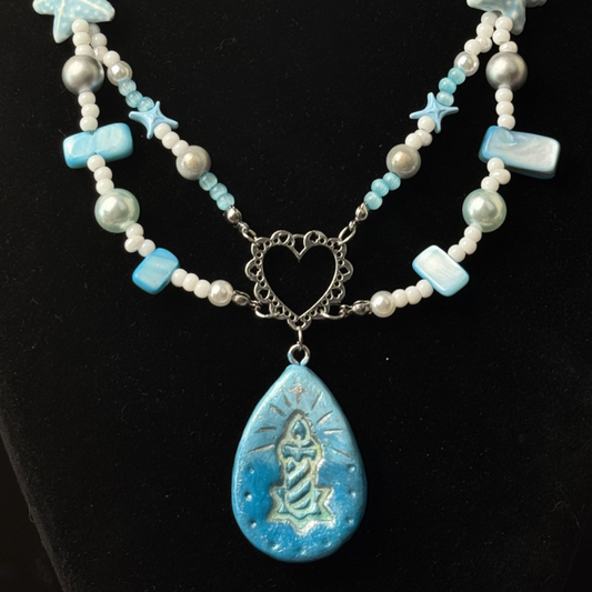 Water Drop Candle Y2K Dream Core Handmade Necklace
