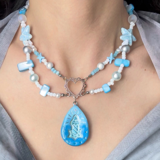 Water Drop Candle Y2K Dream Core Handmade Necklace