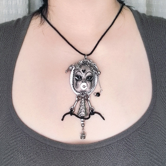 Weirdcore Pacifier Jester Puppet Necklace