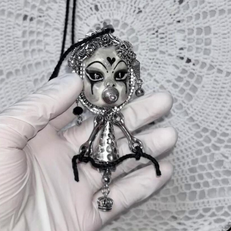 Weirdcore Pacifier Jester Puppet Necklace