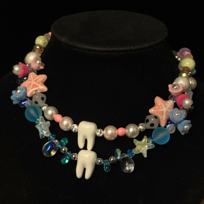 Whimsical Molar Tooth Starfish Beaded Necklace