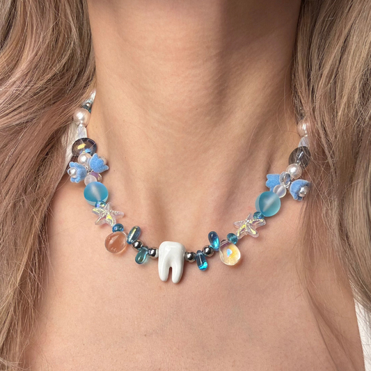 Whimsical Molar Tooth Starfish Beaded Necklace