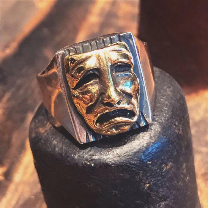 Mexican Style Comedy Tragedy Men's Ring - Sunro Raven