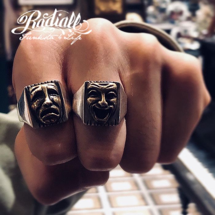 Mexican Style Comedy Tragedy Men's Ring - Sunro Raven