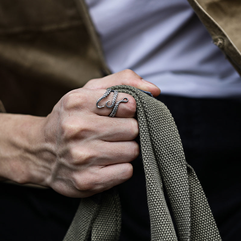 Octopus Tentacles Opening 925 Silver Ring -   Sunro Raven