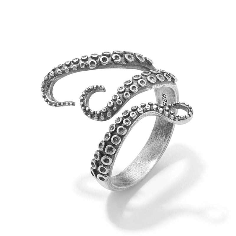 Octopus Tentacles Opening 925 Silver Ring -   Sunro Raven