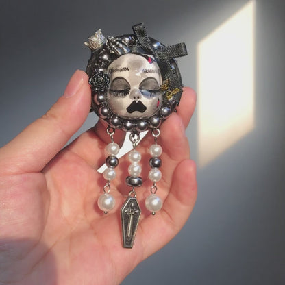 Gloomy Bone Coffin Brooch
