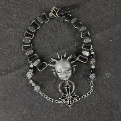 Black Rivet Cross Choker