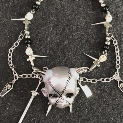 Silver Scar Baby Head Necklace