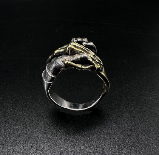 Skull Hand Two Color Hip Hop Ring