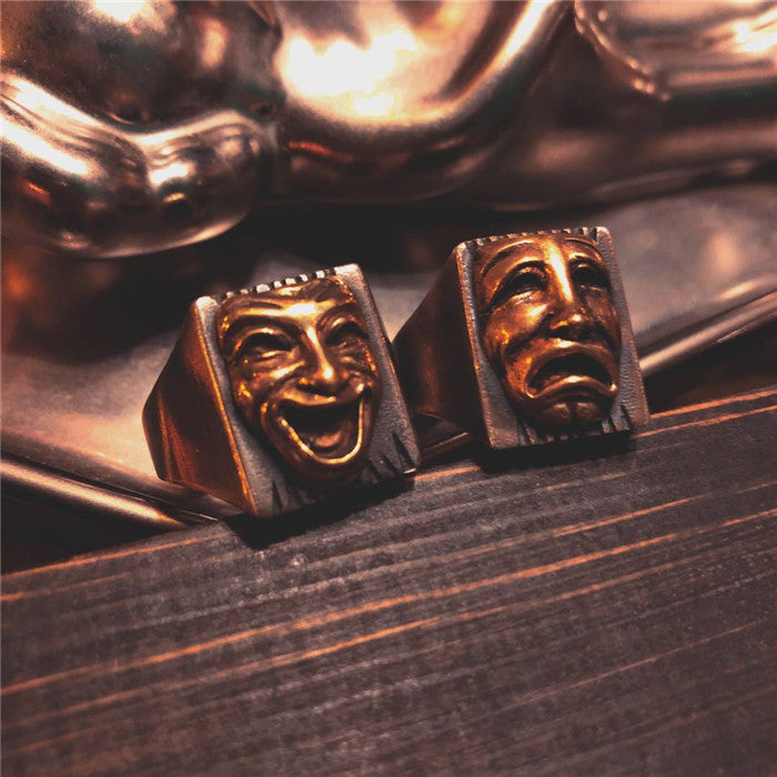 Mexican Style Comedy Tragedy Men's Ring - Sunro Raven