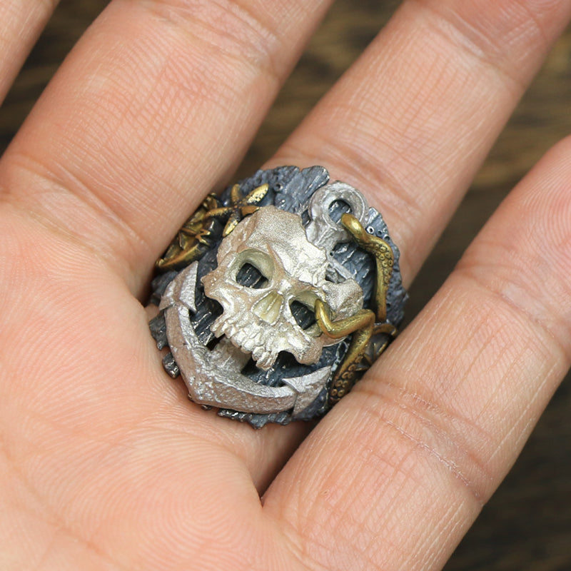 Abyssal Skull Sterling Silver Ring Sunro Raven