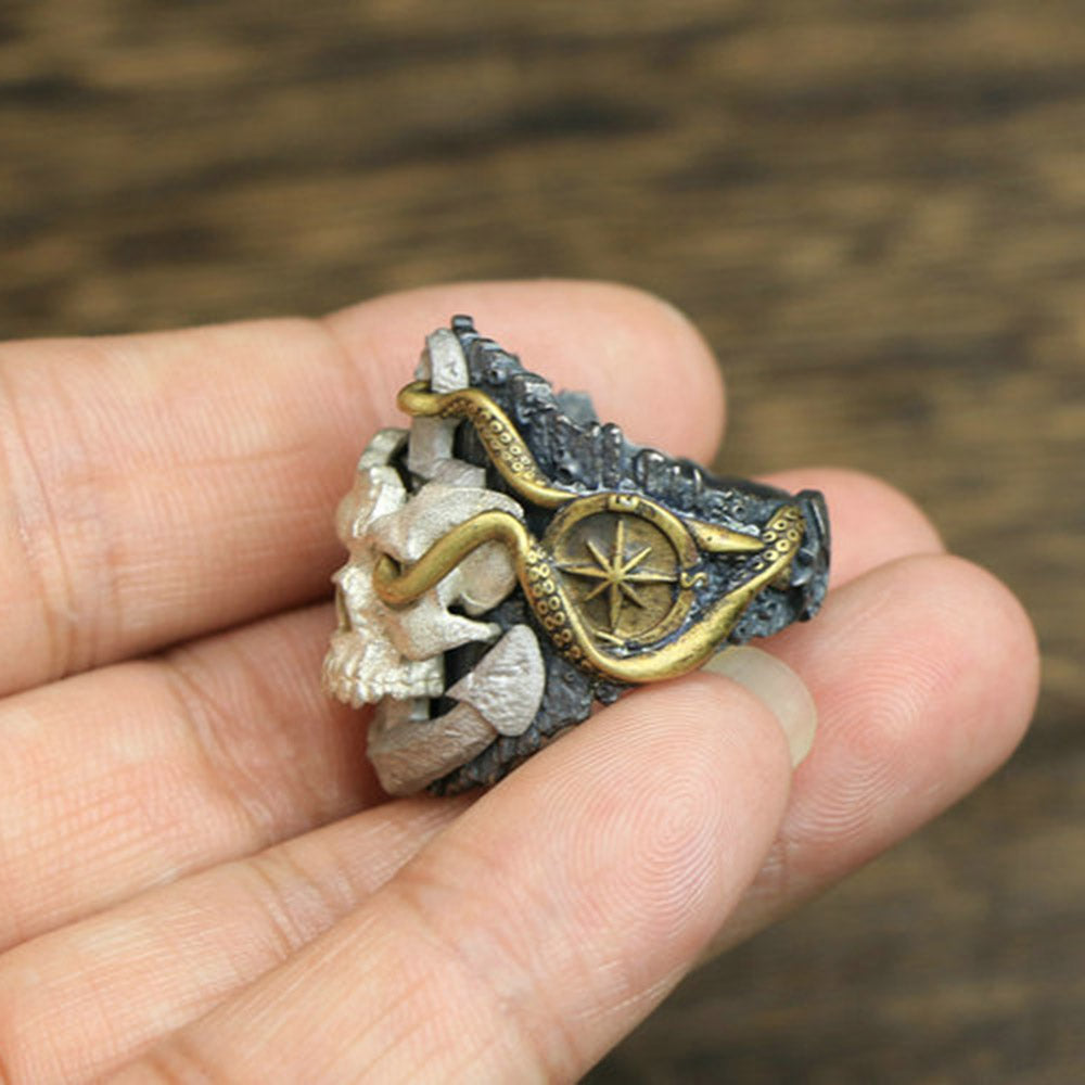 Abyssal Skull Sterling Silver Ring Sunro Raven