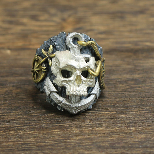 Abyssal Skull Sterling Silver Ring Sunro Raven