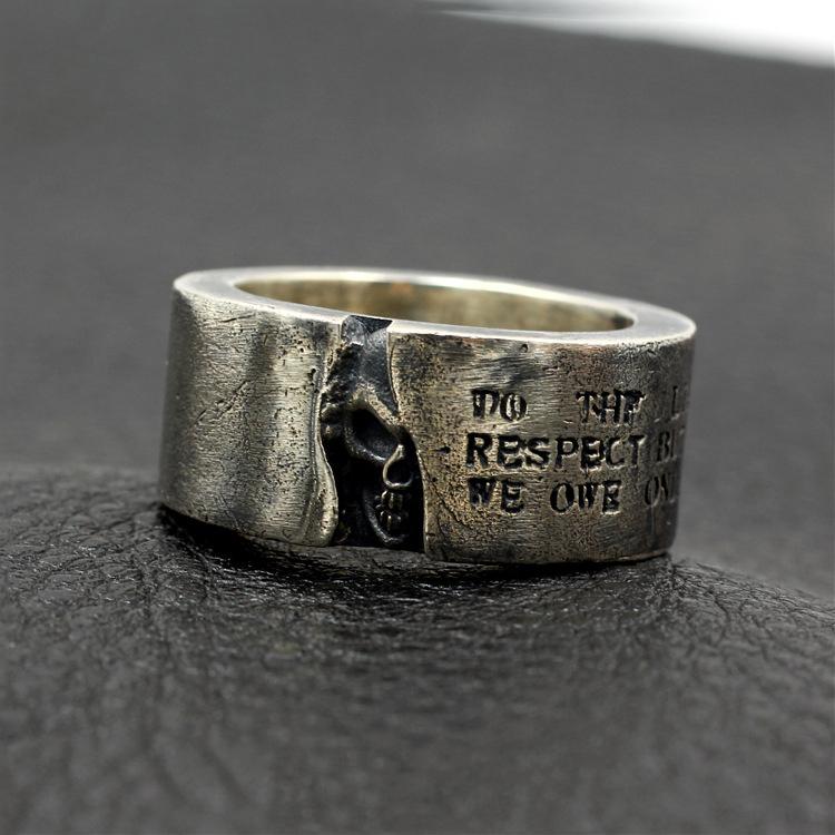 Half Skull Quote Sterling Silver Ring Sunro Raven